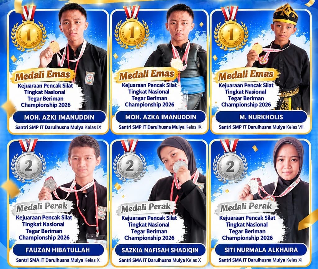 Enam medali pencak silat untuk santri Darulhusna Mulya